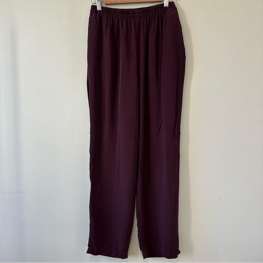 Eileen Fisher Pull on Purple Silk Pants *altered*